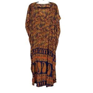 Earthbound Trading Paisley Print Kimono Boho Loungewear Dress Women's Size Small